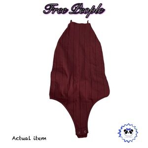 Free People Bridget Square Neck Tank Bodysuit, Wine, XS/Small, NWT